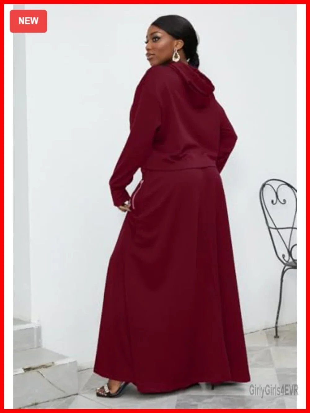 Women's 2 Piece Skirt Set Hoodie Sweatshirt High Waist Split Hem Casual Outfit